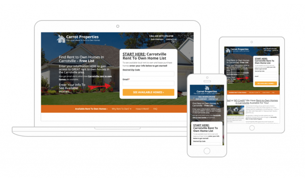 Best real estate website as seen by Carrot websites.