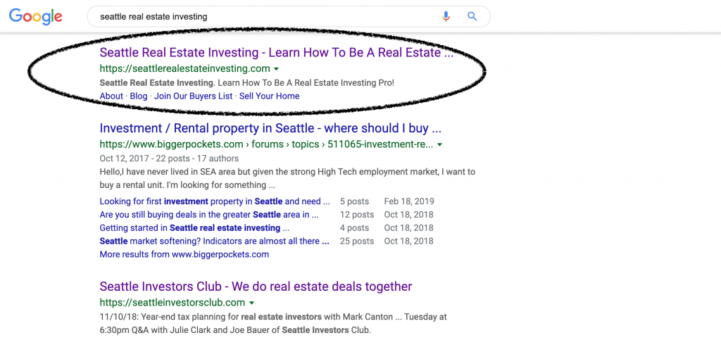 Getting ranked by Google like Seattle Real Estate Investing.  If you want the best real estate website, you need to get ranked. 